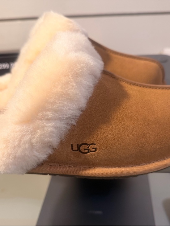 UGG Other - UGG Tan Suede Slip-On Sheepskin Slippers with Cream Lining